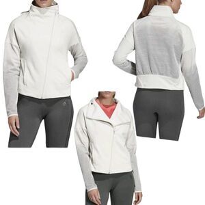 Adidas Heart Tracer Summer Jacket Womens Medium White Asymmetrical Zip Mesh